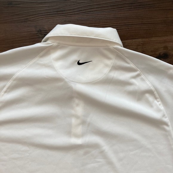 Nike Golf Dri Fit Men’s Polo Shirt Standard Fit White Black Stripe Size XL - Picture 7 of 10